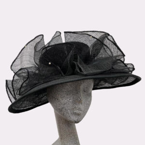 Black Hat with Sinamay Ruffles