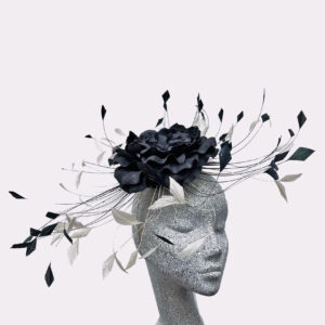 Black Flower Wheel Fascinator