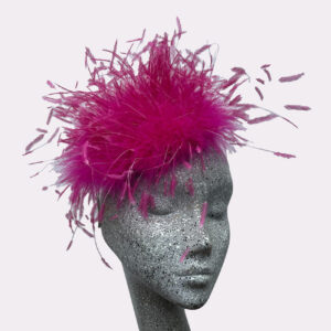 Cerise Powder Puff Fascinator
