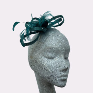 Dark Green Bows on Comb Fascinator
