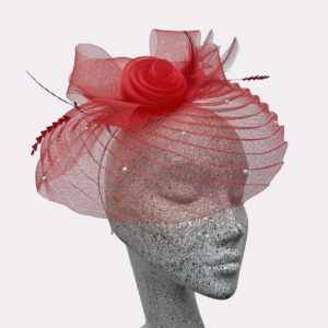 Red Pleated Crin Fascinator