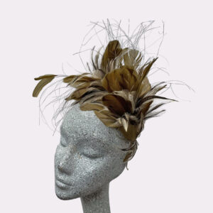 Tan Feather Comb Fascinator