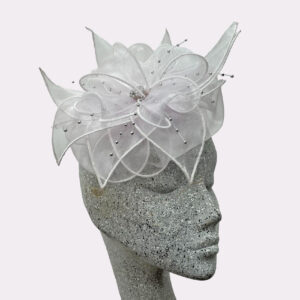 White Organza Leaves Fascinator